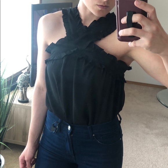 J Crew 0 petite criss cross ruffle blouse - Picture 6 of 8